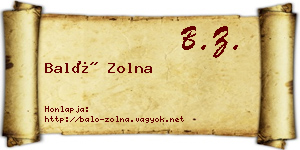 Baló Zolna névjegykártya